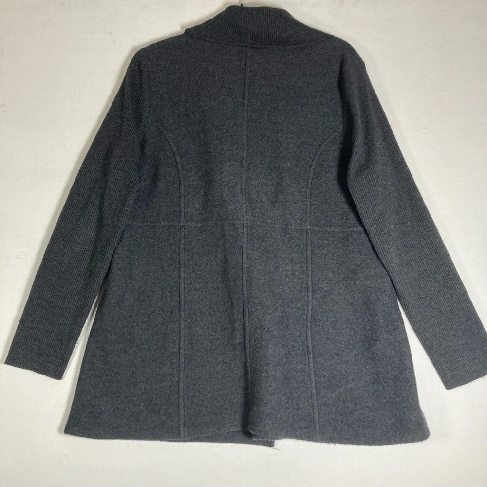 Alfani Charcoal Double-Breasted Pea Coat Merino Wool M Women’s Travel Cozy - Picture 6 of 13